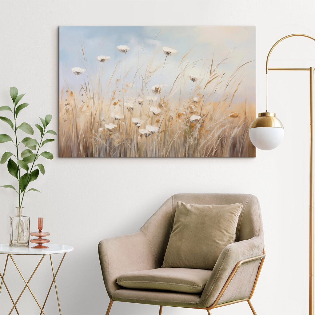 Painting of flowers in a field