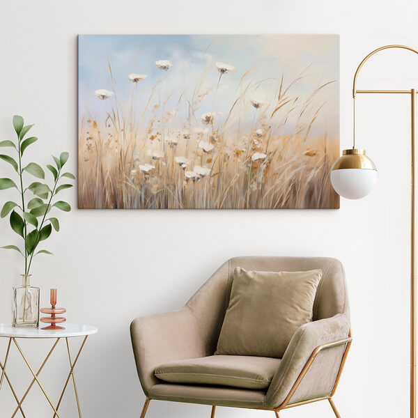 Painting of flowers in a field