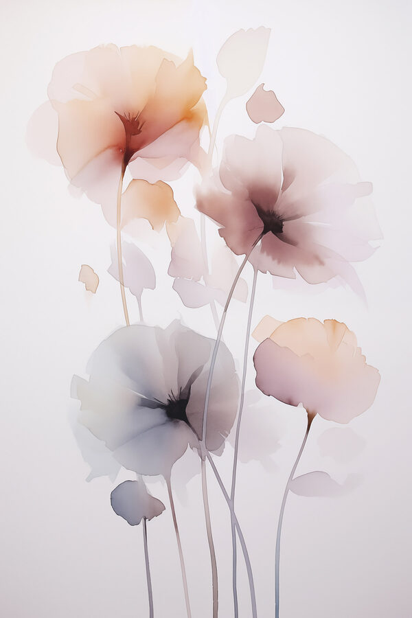 Painting of flowers on a white background