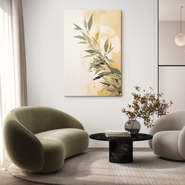 Painting of a branch with leaves Painting of a branch with leaves