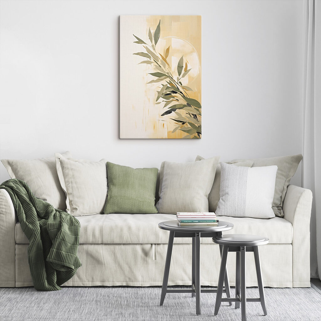 Painting of a branch with leaves Painting of a branch with leaves