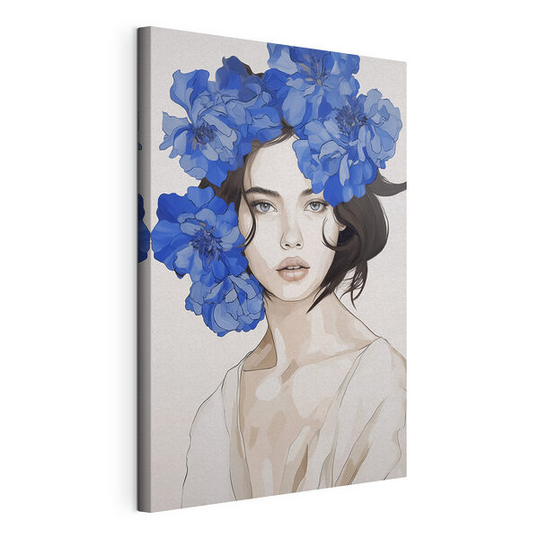 Canvas Schilderijen Vrouw met blauwe bloemen op haar hoofd (Artikelnummer: s45756) Canvas Schilderijen Canvas Schilderijen Vrouw met blauwe bloemen op haar hoofd (Artikelnummer: s45756)