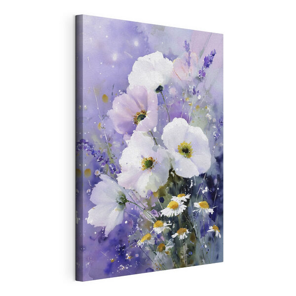 Canvas Schilderijen Canvas Schilderijen Schilderij van bloemen tegen een paarse achtergrond (Artikelnummer: s45719)