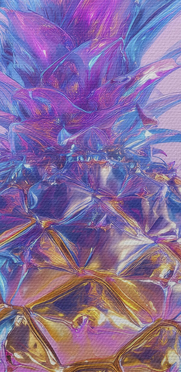 Colorful pineapple with a purple background
