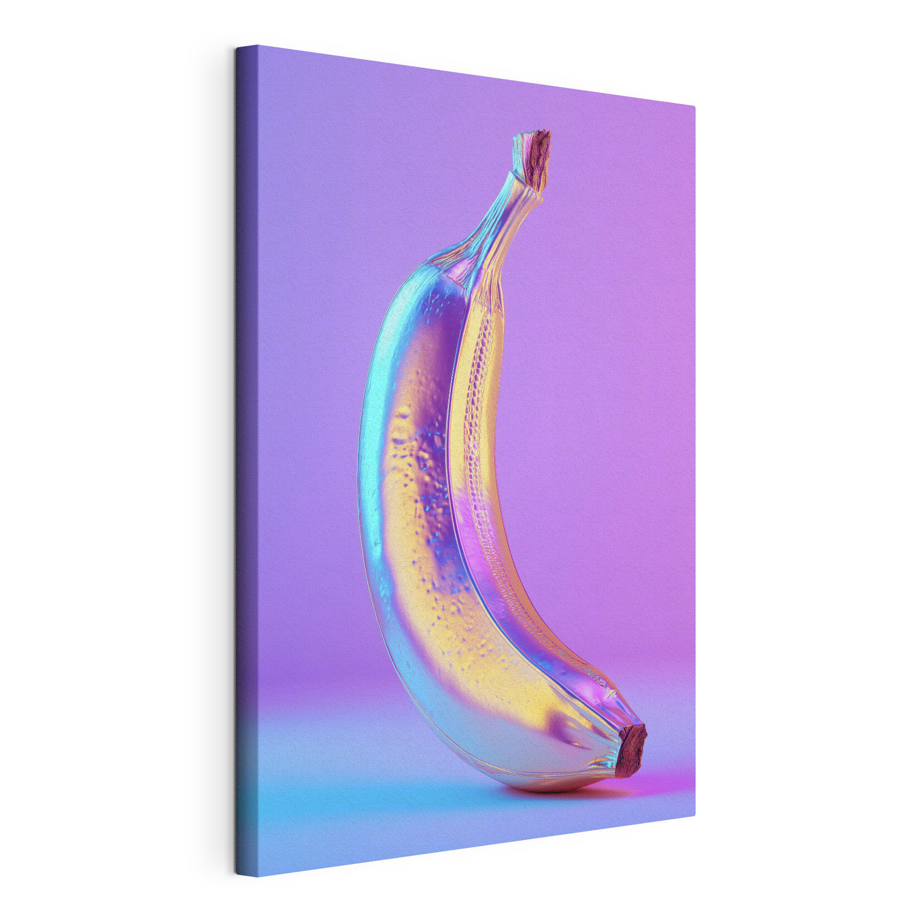 Colorful banana on a purple background