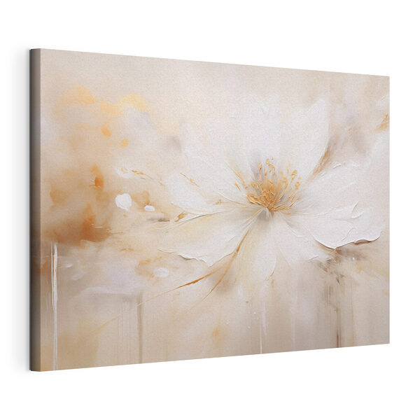 Schilderij van een witte bloem Canvas Schilderijen Schilderij van een witte bloem
