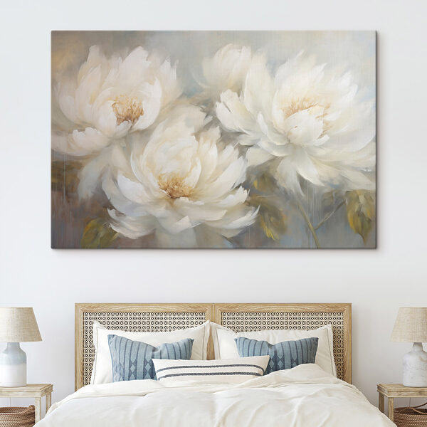 Canvas Schilderijen Schilderij van witte bloemen