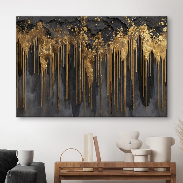 Canvas Schilderijen Druipende kleuren op een donker doek
