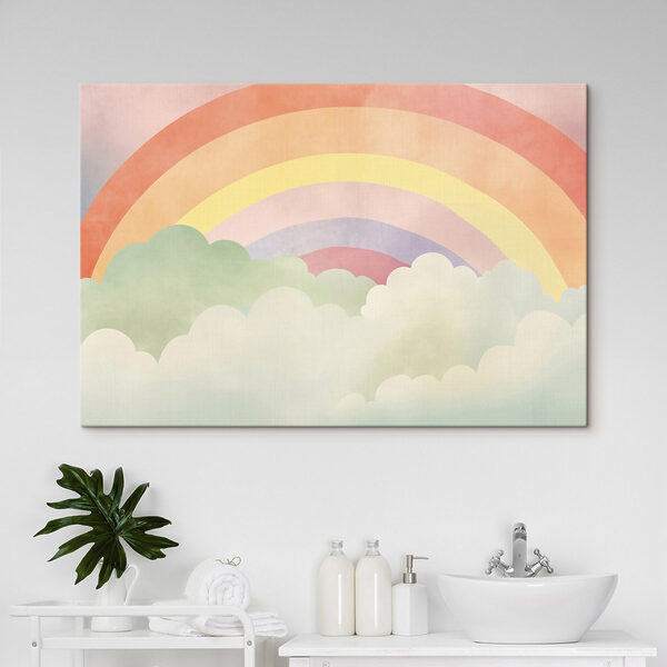 Canvas Schilderijen Regenboog en wolken aan de hemel