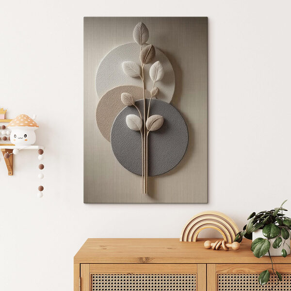 Canvas Schilderijen Set ronde borden met een plant erop