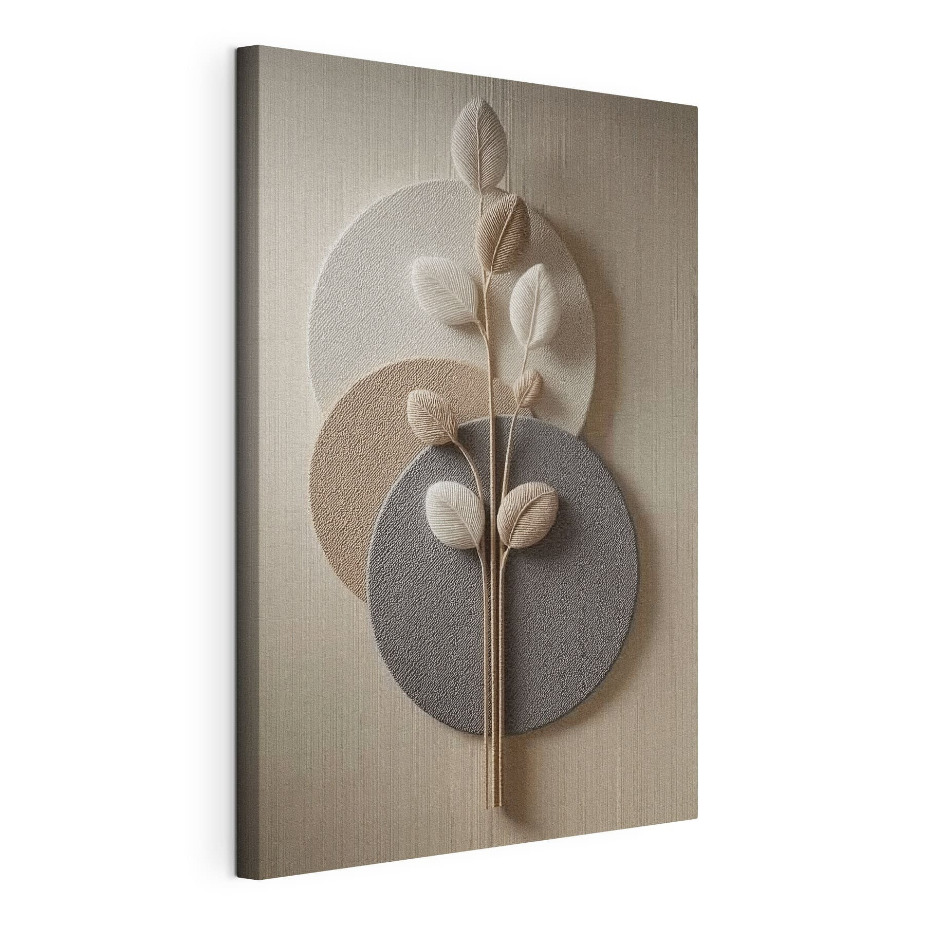 Group of round plates with a plant on it