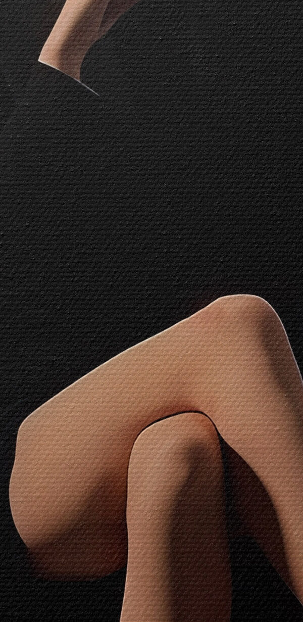 Woman sitting in a chair with a moon in her face