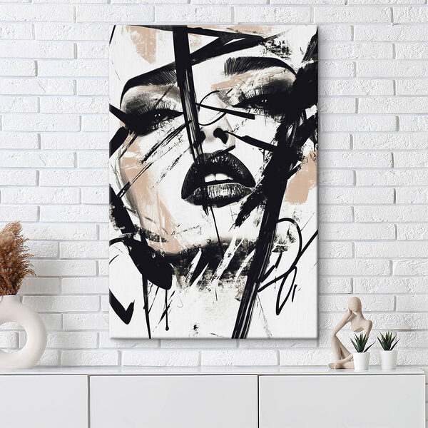 Canvas Schilderijen Het gezicht van een vrouw met zwarte verf