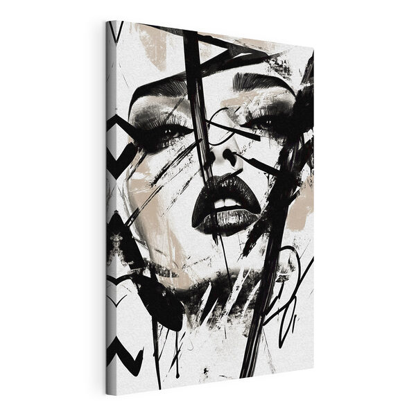 Canvas Schilderijen Canvas Schilderijen Het gezicht van een vrouw met zwarte verf (Artikelnummer: s45777)