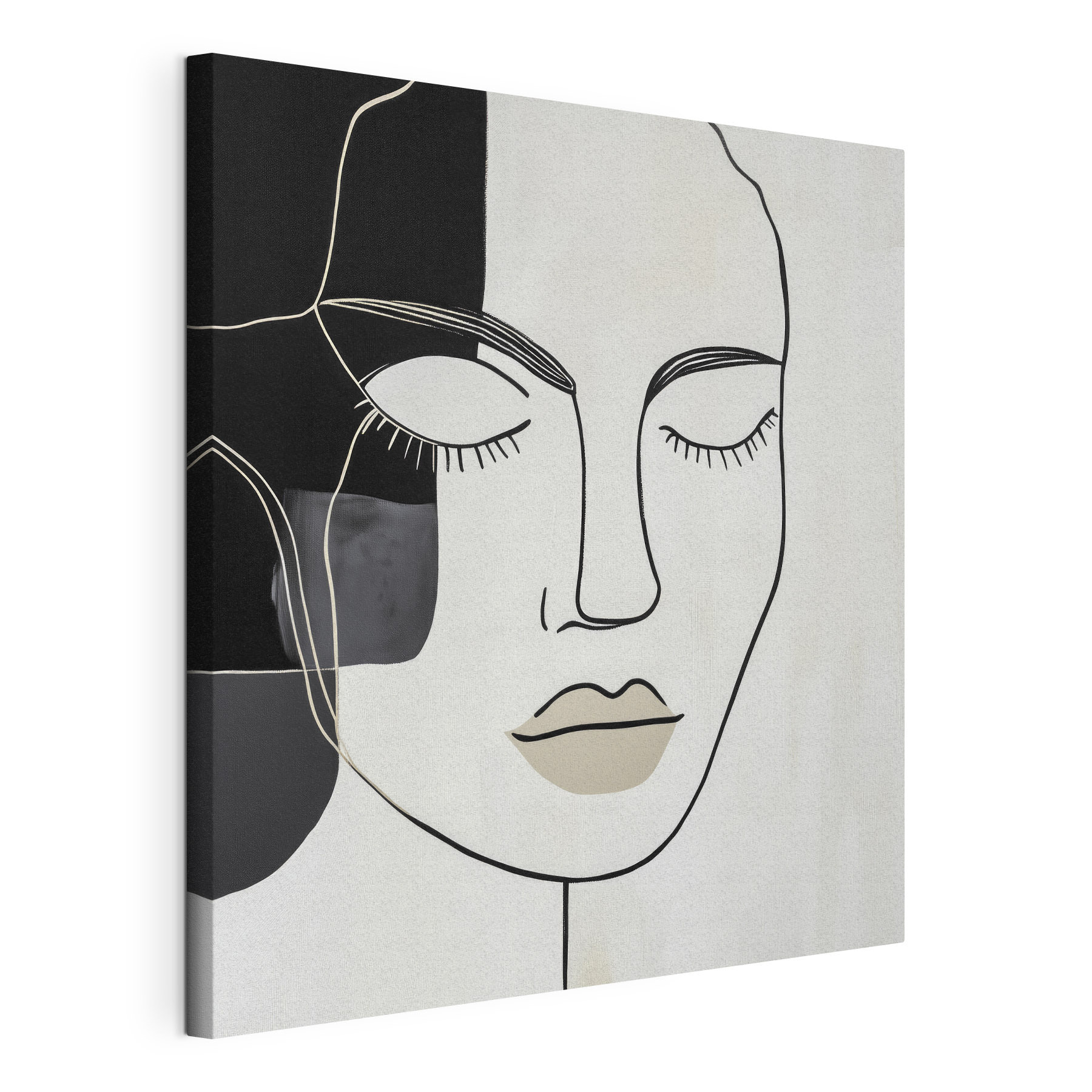 Black and white artwork of a woman's face Black and white artwork of a woman's face