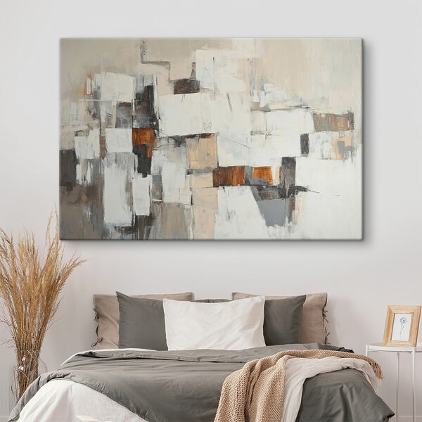Canvas Schilderijen Canvas Schilderijen Schilderij met witte en bruine vierkanten (Artikelnummer: s45990)