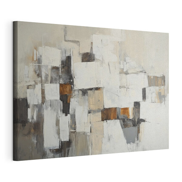 Canvas Schilderijen Canvas Schilderijen Schilderij met witte en bruine vierkanten (Artikelnummer: s45990)