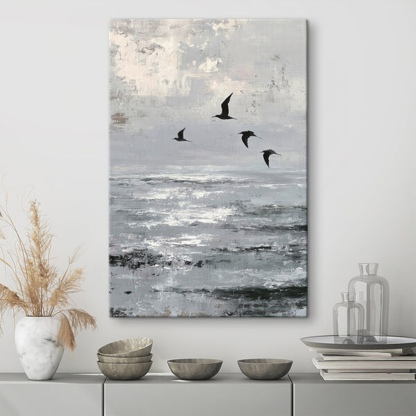 Canvas Schilderijen Vogels die boven het water vliegen