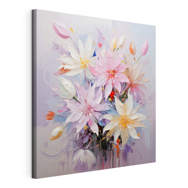 Schilderij van bloemen op een witte achtergrond Canvas Schilderijen Schilderij van bloemen op een witte achtergrond