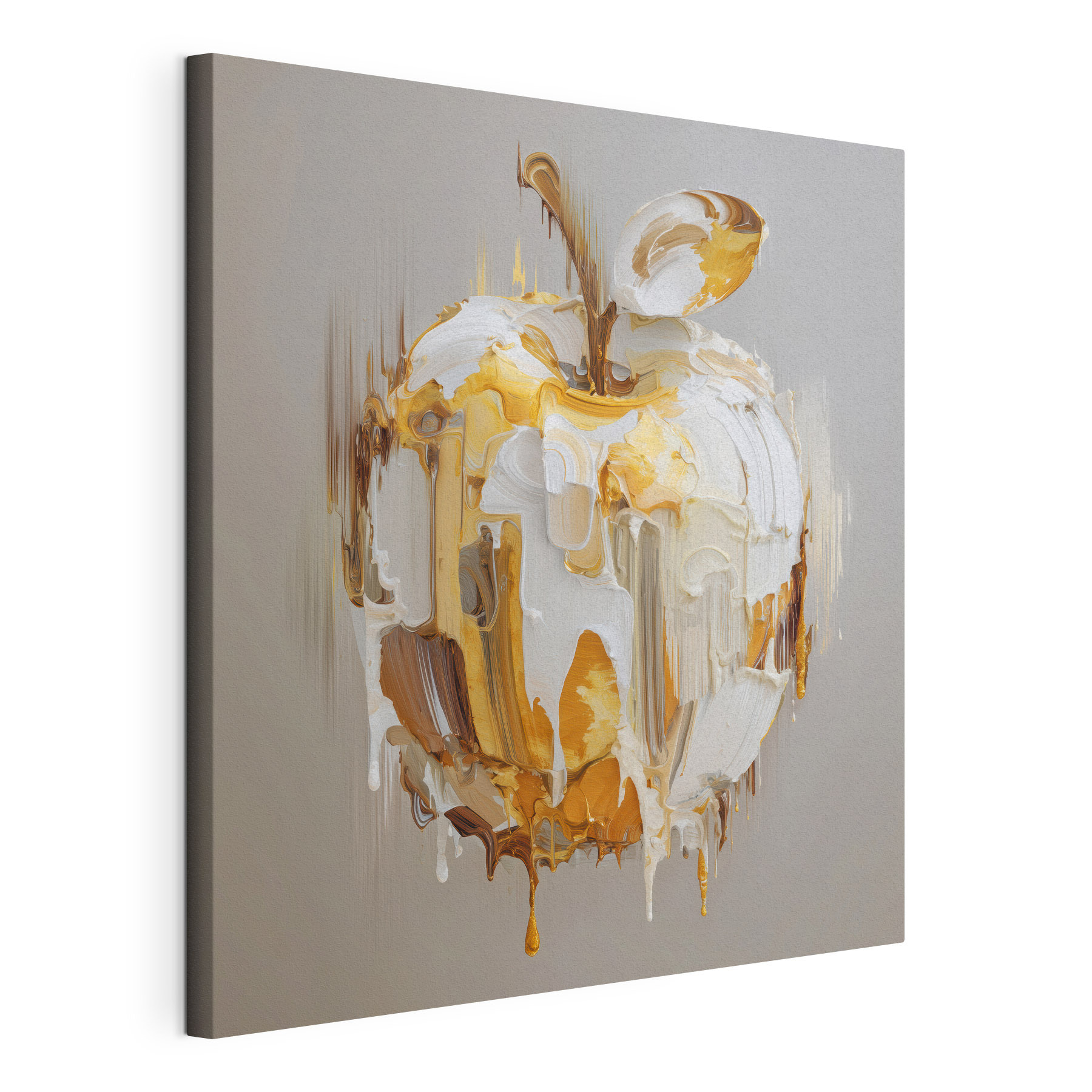 White and brown apple with a white and brown paint on it