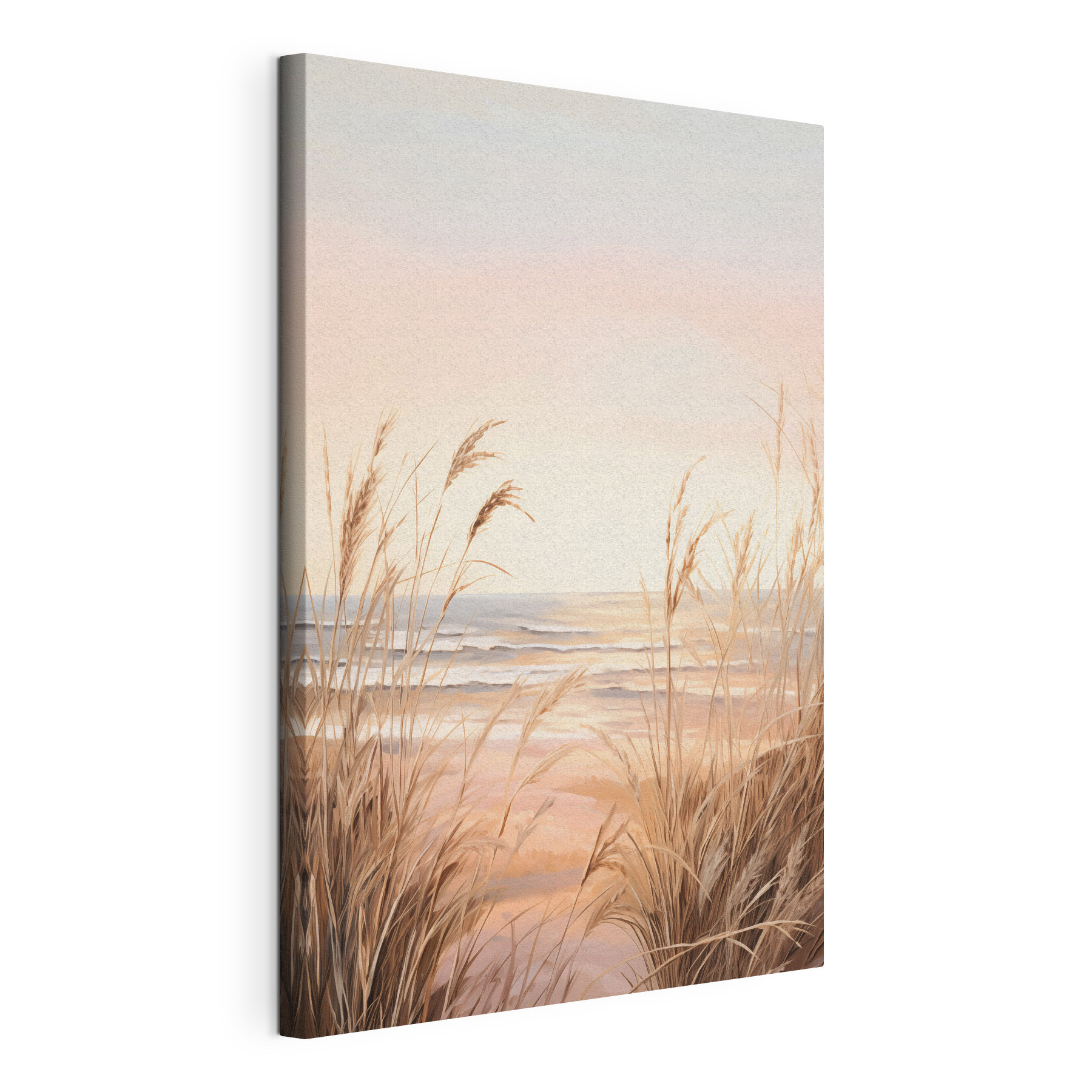 Beach with tall grass and water
