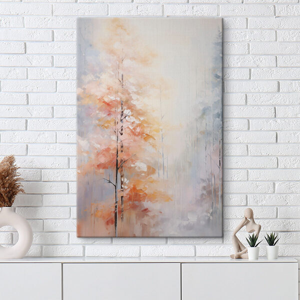 Canvas Schilderijen Schilderij van bomen in een bos