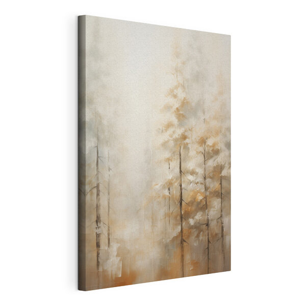 Canvas Schilderijen Schilderij van bomen in de mist