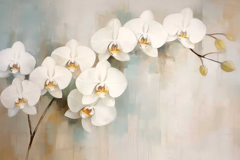 Painting of white flowers Painting of white flowers