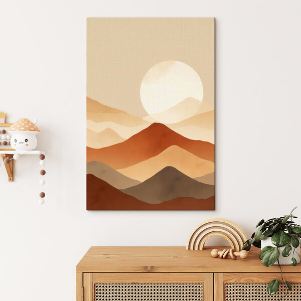 Canvas Schilderijen De zon boven een berg