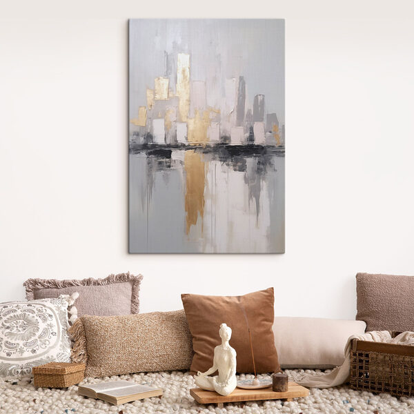 Canvas Schilderijen Schilderij van een stadsskyline