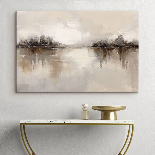 Canvas Schilderijen Schilderij van bomen en water