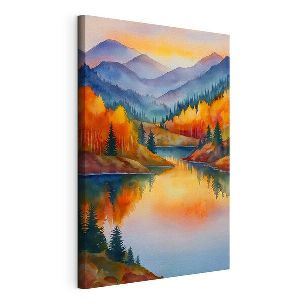Canvas Schilderijen Aquarel van een meer omringd door bomen (Artikelnummer: s46174) Canvas Schilderijen Canvas Schilderijen Aquarel van een meer omringd door bomen (Artikelnummer: s46174)