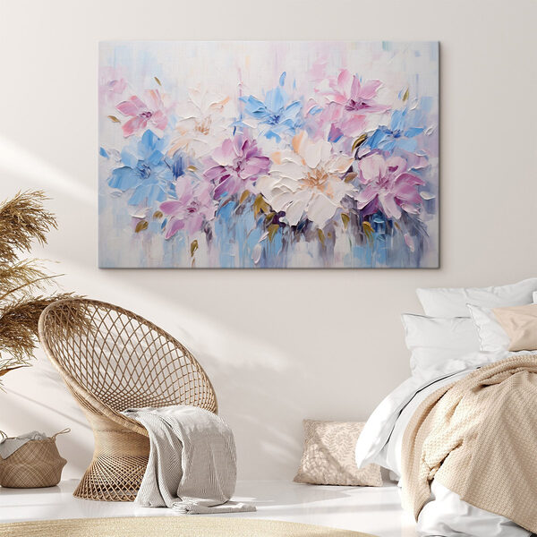 Canvas Schilderijen Schilderij van bloemen op een witte ondergrond