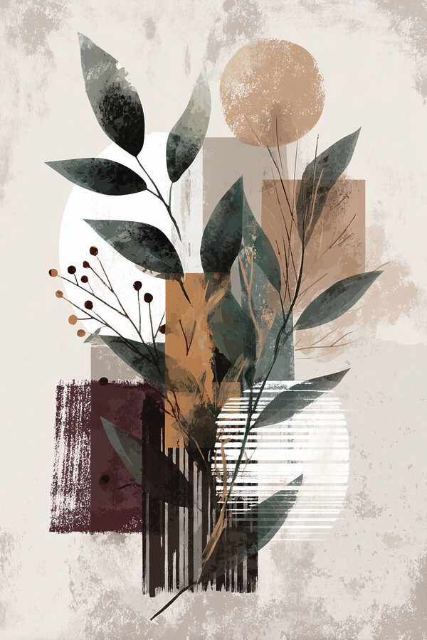 Painting of leaves and flowers