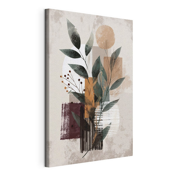 Schilderij van bladeren en bloemen Canvas Schilderijen Schilderij van bladeren en bloemen
