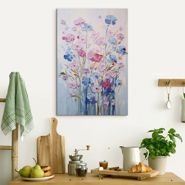 Canvas Schilderijen Schilderij van bloemen op een witte ondergrond