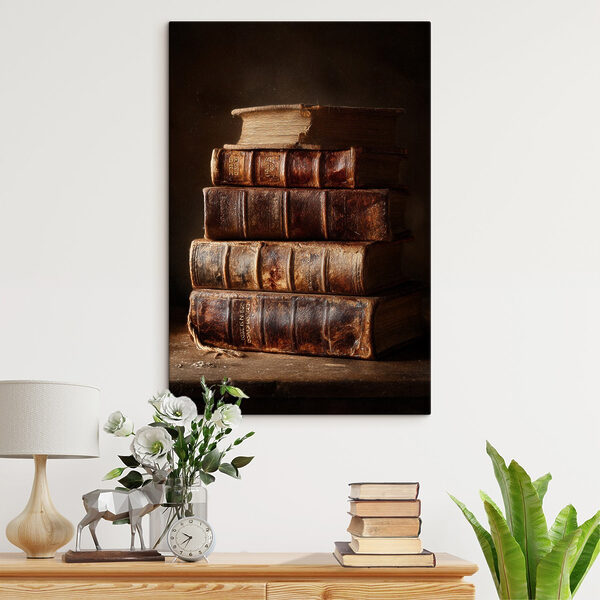 Canvas Schilderijen Stapel oude boeken
