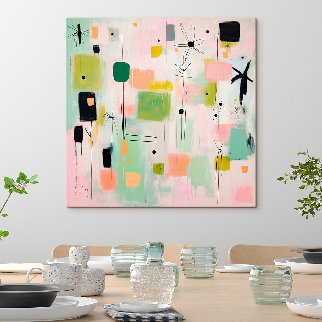 Painting of squares and flowers Painting of squares and flowers