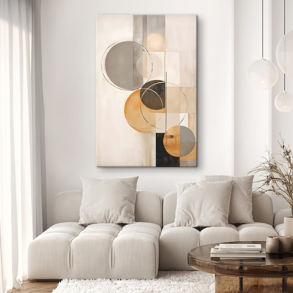 Art piece of art with circles and squares Art piece of art with circles and squares