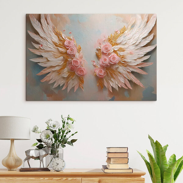 Pink and white wings with flowers