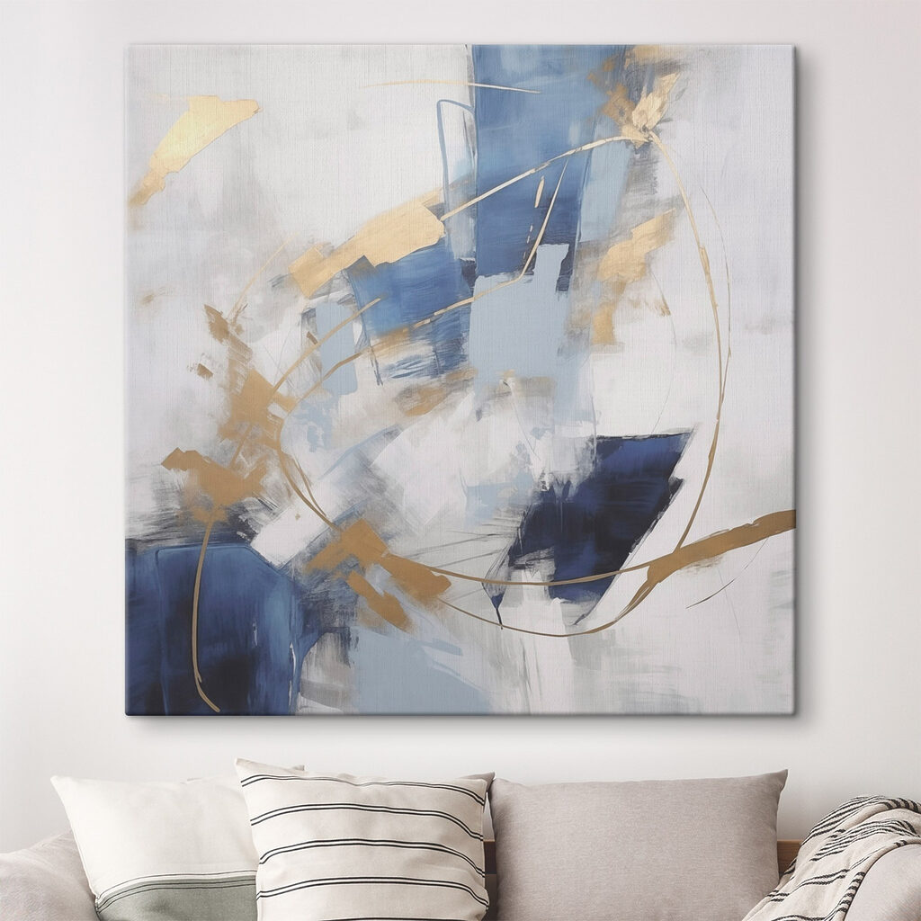 Schilderij van een blauw-witte muur Schilderij van een blauw-witte muur