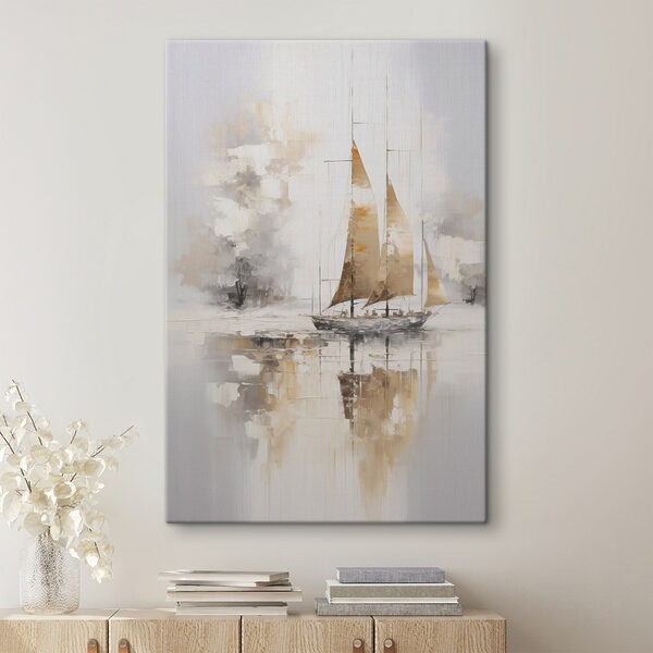 Canvas Schilderijen Schilderij van een zeilboot in het water