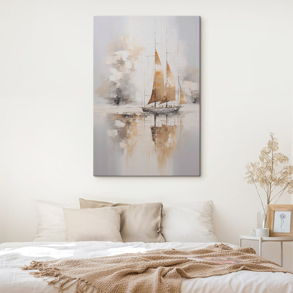 Schilderij van een zeilboot in het water
