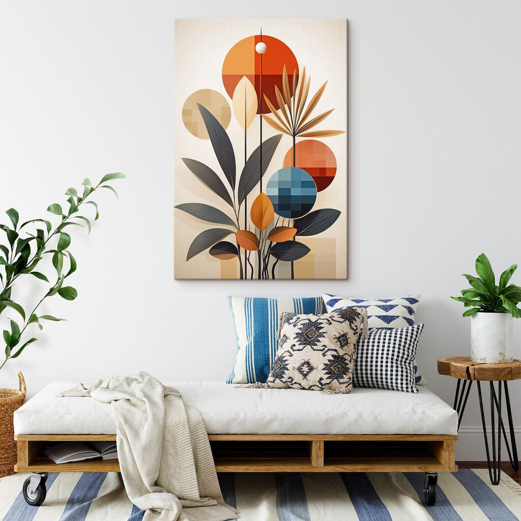 Plant met bladeren en cirkels