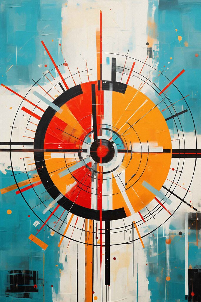 Colorful circle with lines and dots Colorful circle with lines and dots