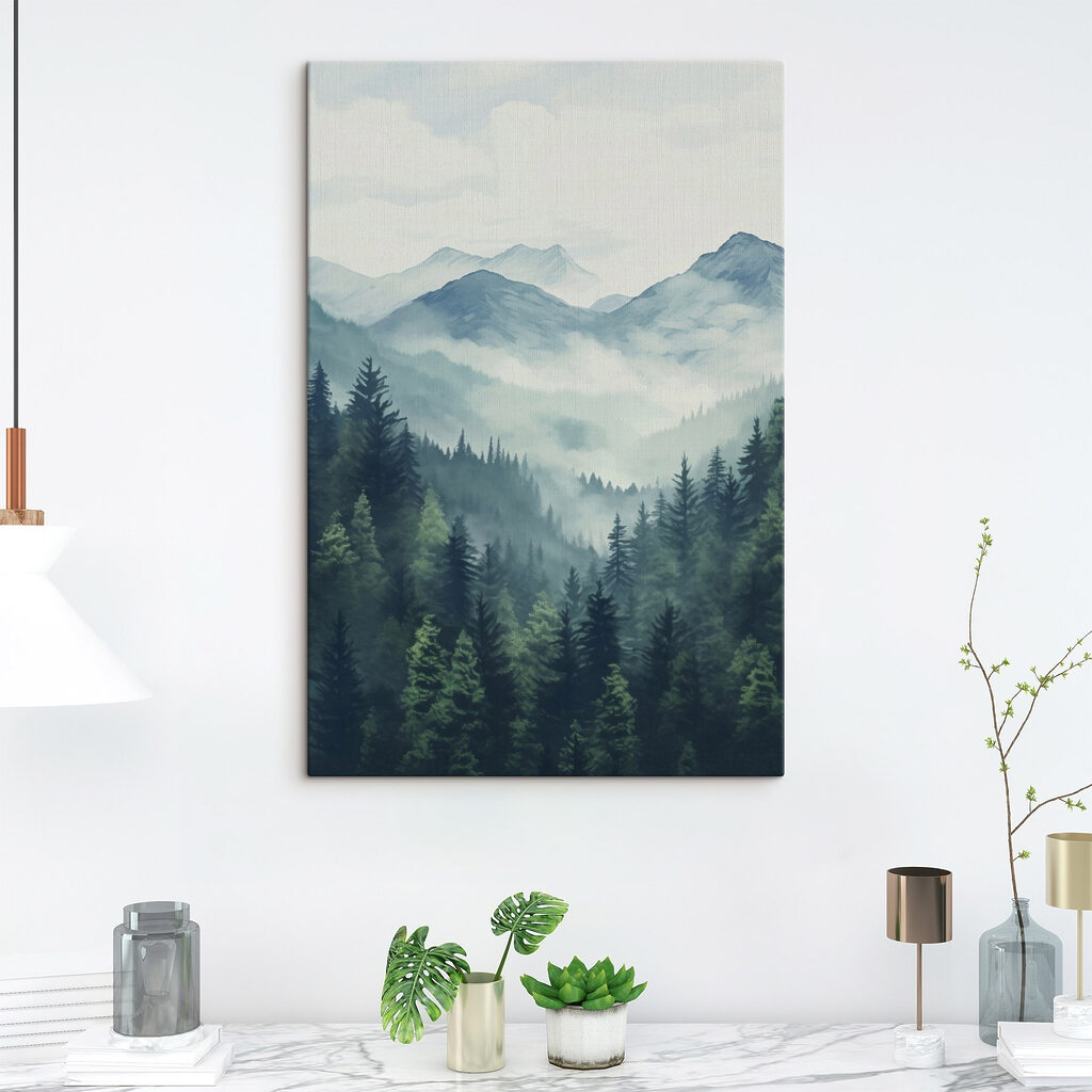 Landscape of mountains and trees