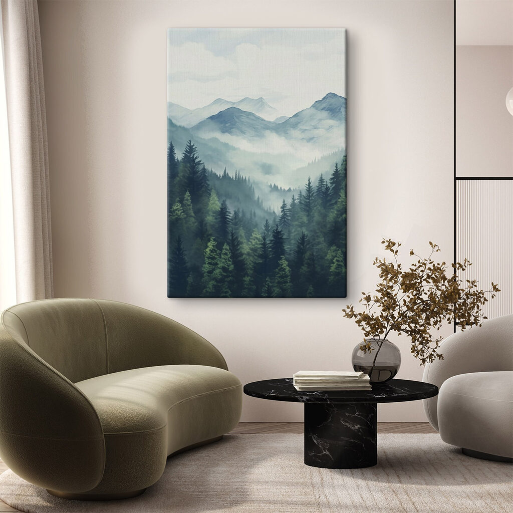 Landscape of mountains and trees