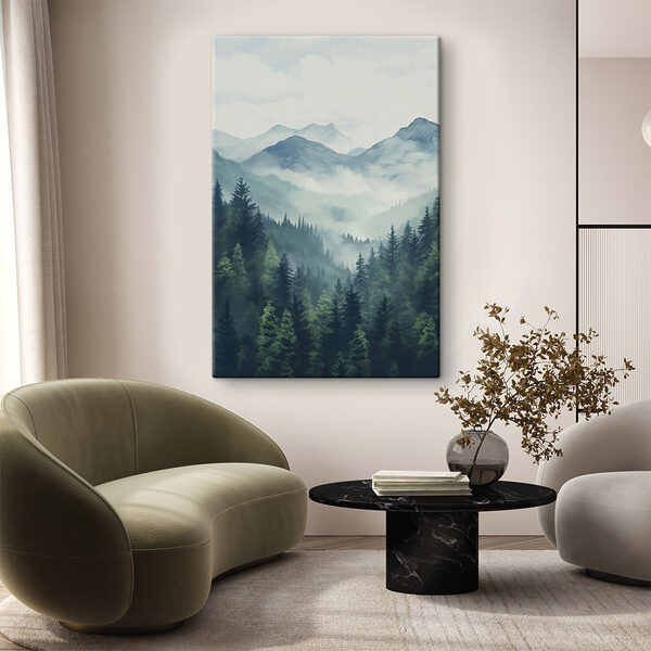 Landscape of mountains and trees
