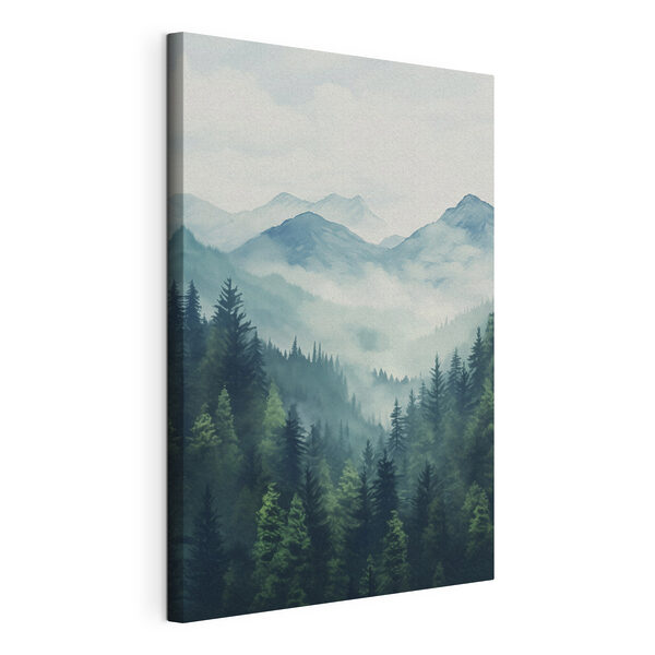 Landschap met bergen en bomen Canvas Schilderijen Landschap met bergen en bomen