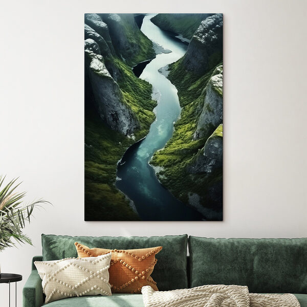 Canvas Schilderijen Een rivier die door een vallei stroomt